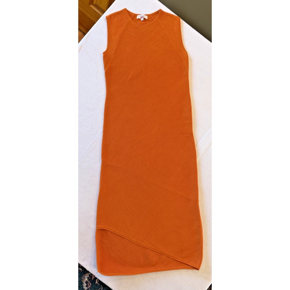 Victor Alfaro Women M Orange Knit Midi Sweater Dress Sleeveless Rent Runway